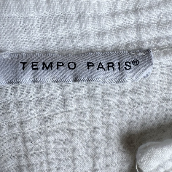 Tempo Paris Blouse White Gauzy Oversized Peasant Top Sz S High/lo Minimalist - Picture 3 of 8